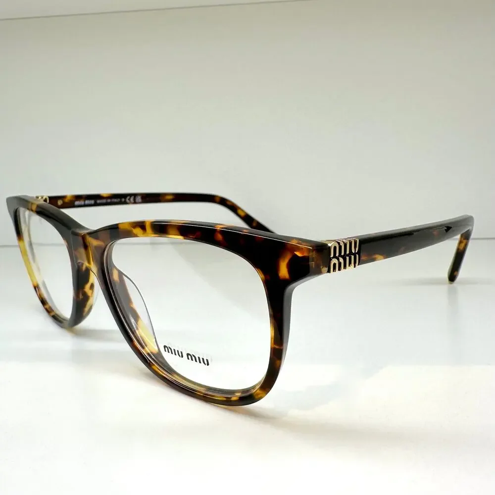 MIU MIU Womens Eyeglasses Brown Panto Square Honey Havana Full Rim Frames 52mm